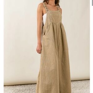 BiBi Oatmeal Corduroy Overalls, XL